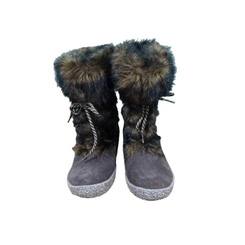 Brilliant Suede Waterproof Boots, Faux Fur, Thick Rubber‎ Soles, Brown, Sz 8.5